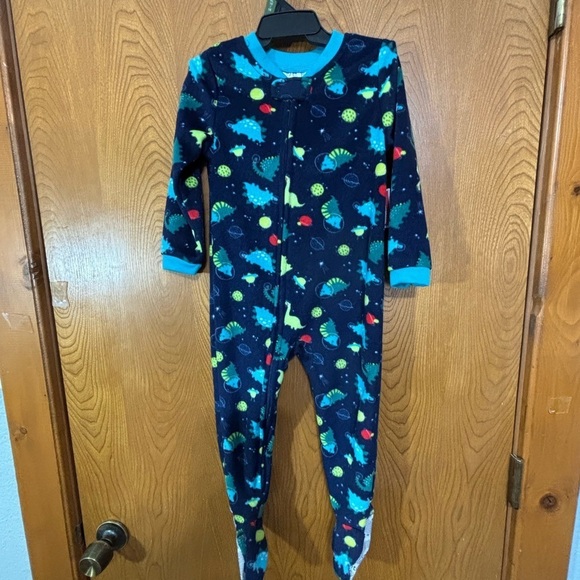 Kidgets Dinosaur Plush Fleece Pajama Sleepers with Feet 3T - Picture 1 of 6
